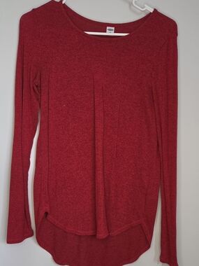 Old Navy Red Long-Sleeve Scoop Neck Top